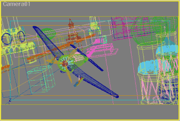 Сцена с самолётом в редакторе 3D Studio Max